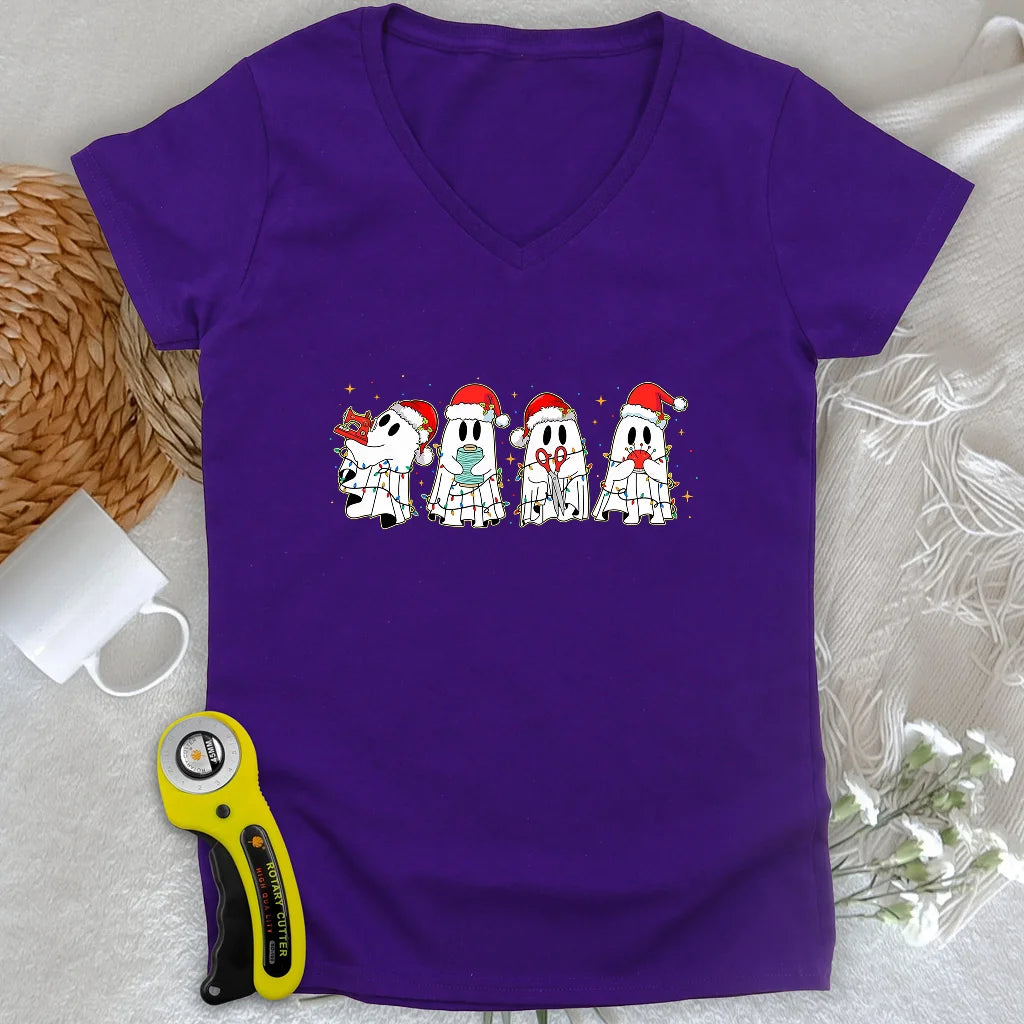 Spooky Christmas Lady V-neck