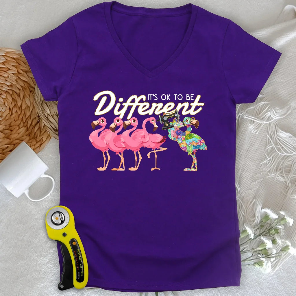 Stand Out Flamingo Lady V-neck