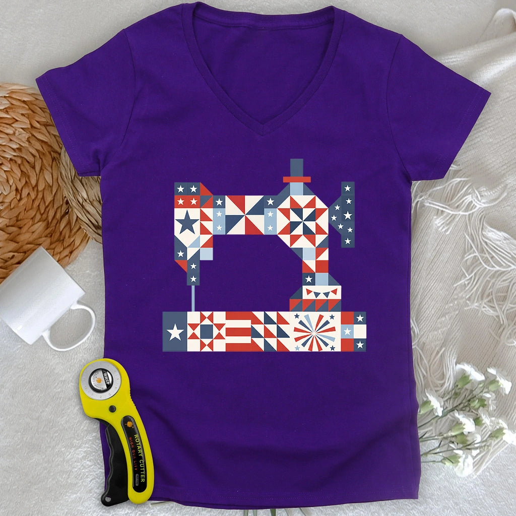 Stars & Stitches Sewing Lady V-neck
