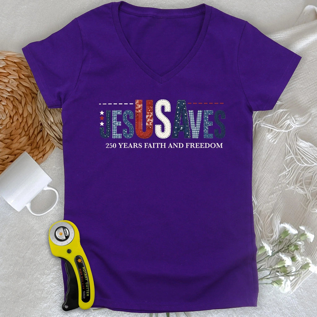 Stitching Faith Since 1776 Lady V-neck