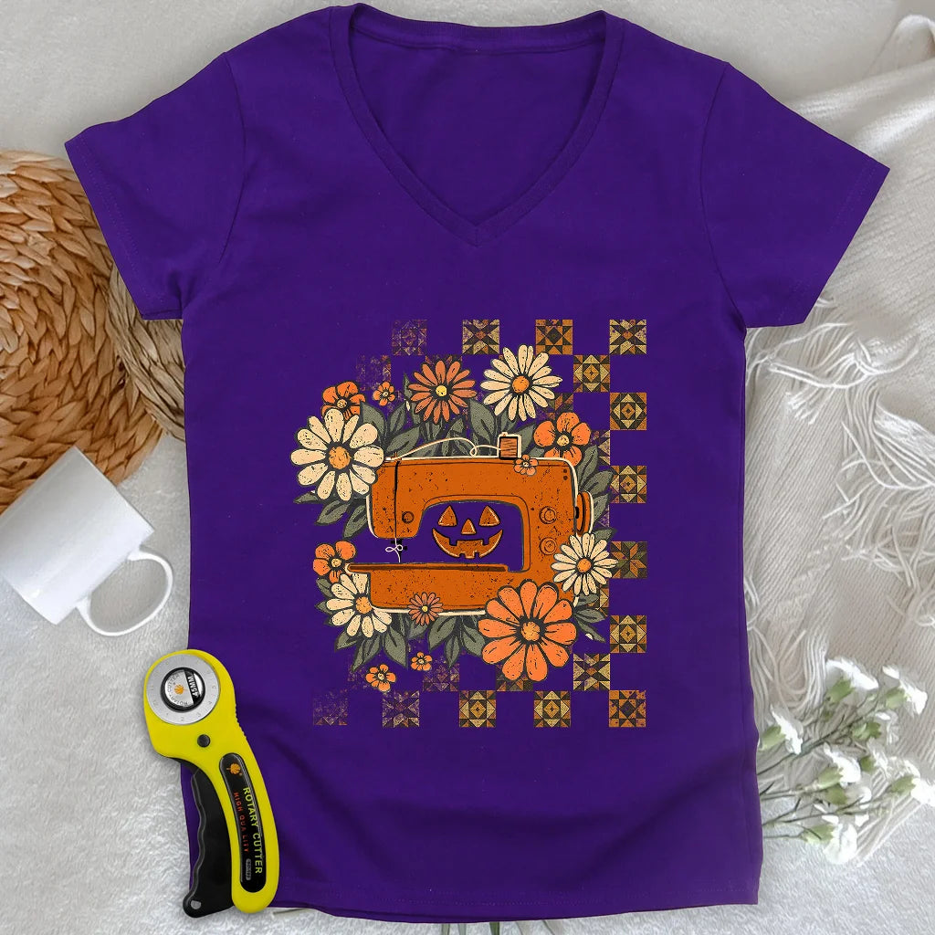 The Jack-o’-Quilter Lady V-neck
