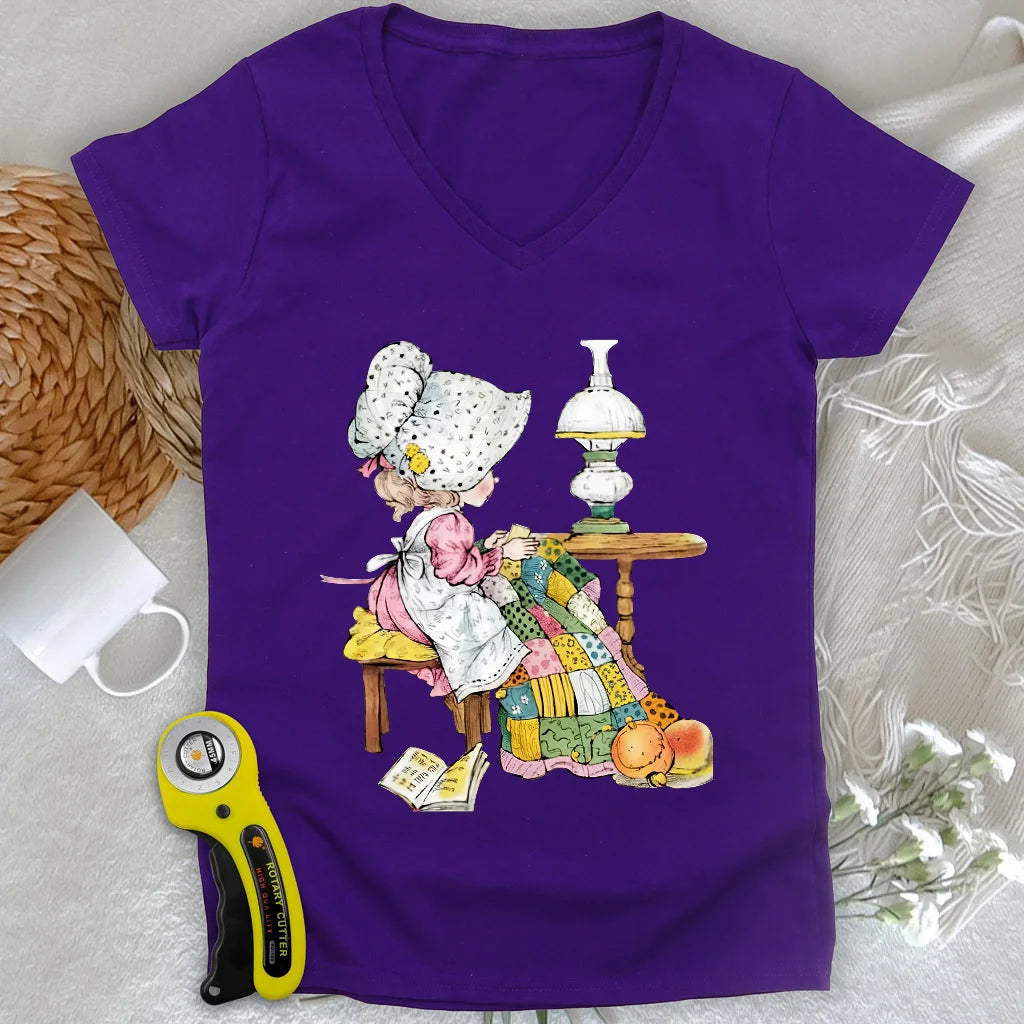 The Little Quilter Lady V-neck