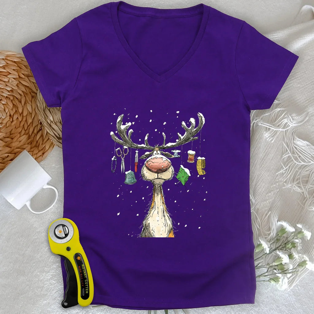 Le décolleté en V de la femme Reindeer Quilter