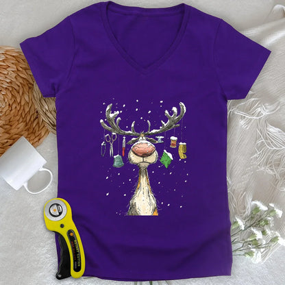Le décolleté en V de la femme Reindeer Quilter