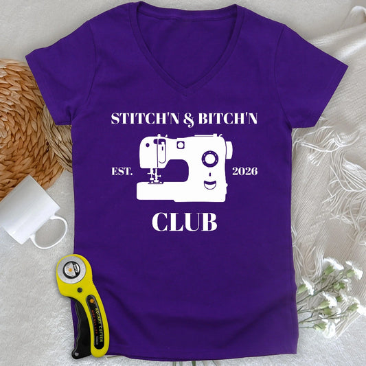 The Stitch’n & Bitch’n Club Lady V-neck