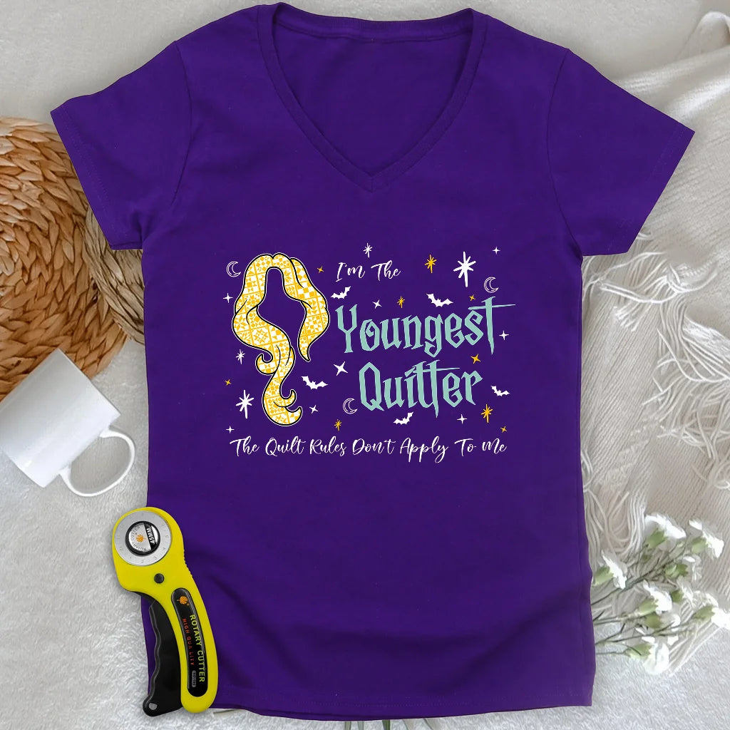 Youngest Quilter Lady V-neck