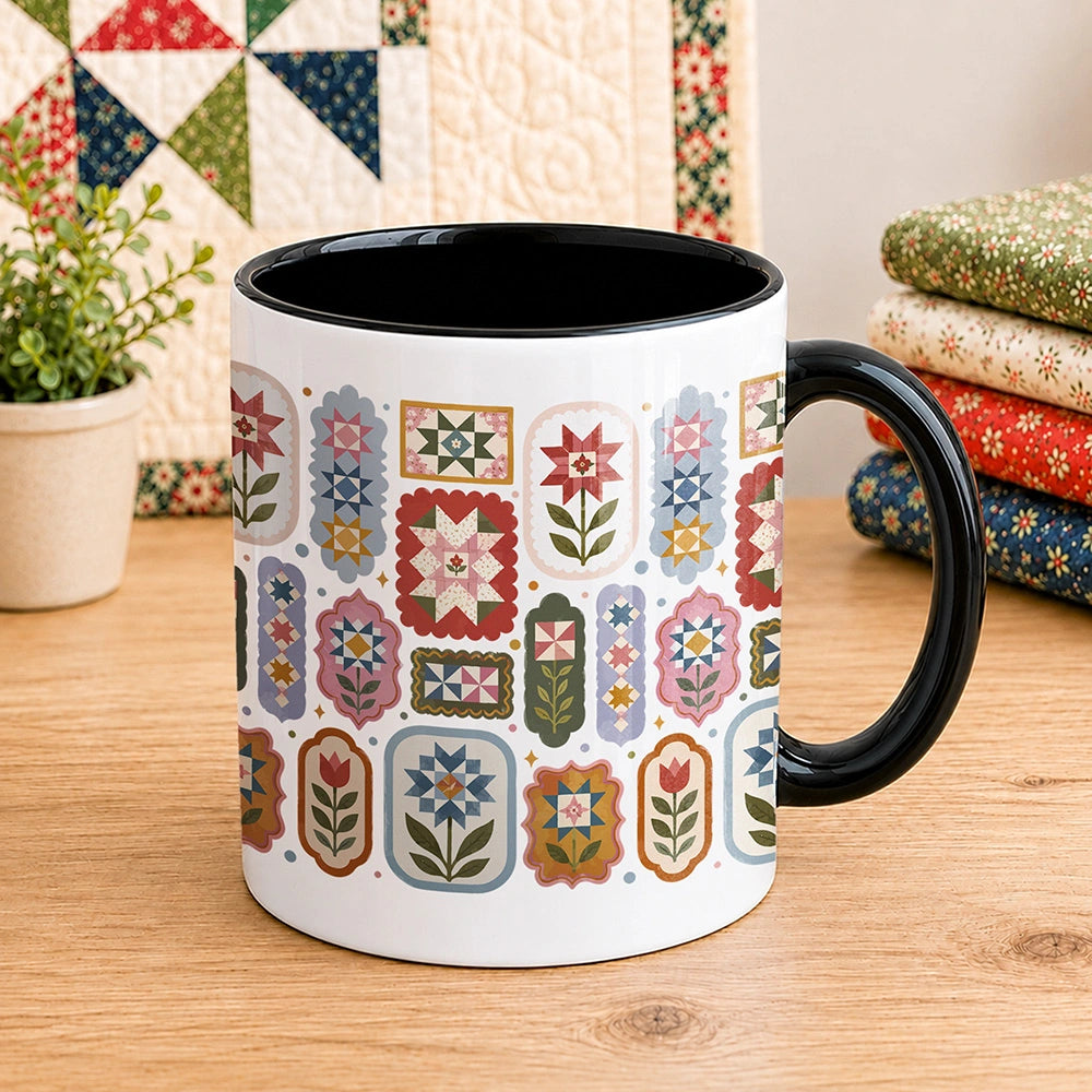 Quilt Block Flower 11oz Mug