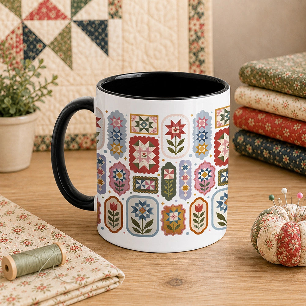 Quilt Block Flower 11oz Mug