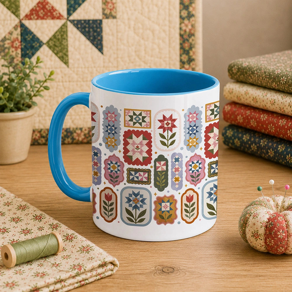 Quilt Block Flower 11oz Mug