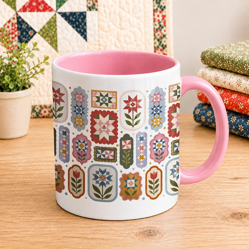 Quilt Block Flower 11oz Mug