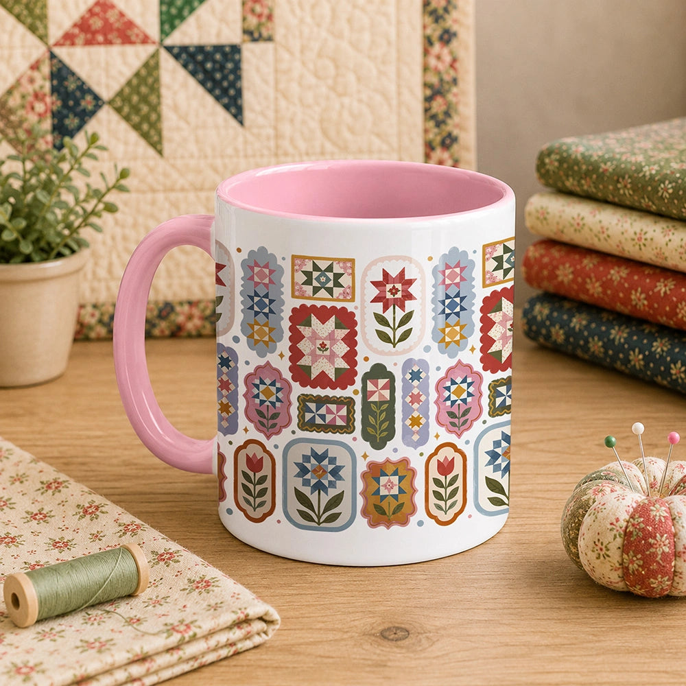 Quilt Block Flower 11oz Mug