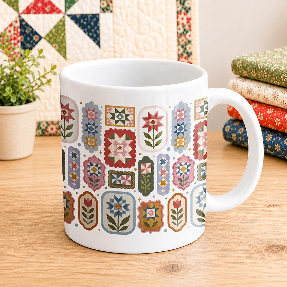 Quilt Block Flower 11oz Mug
