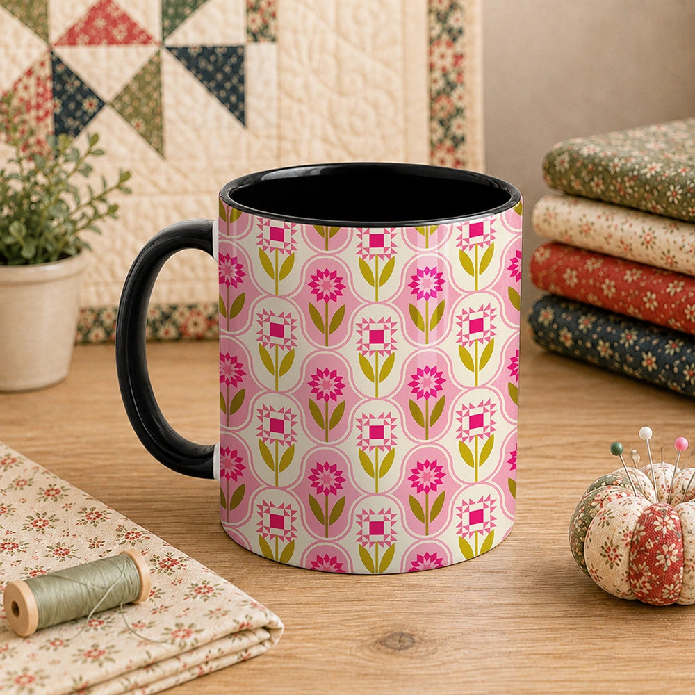 Quilt Block Flower Pattern 11oz Mug