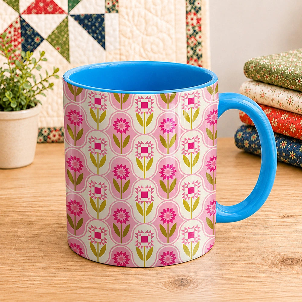 Quilt Block Flower Pattern 11oz Mug