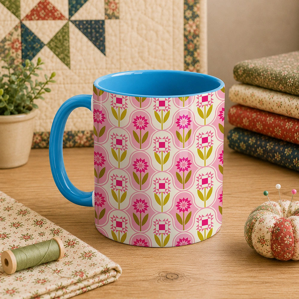Quilt Block Flower Pattern 11oz Mug
