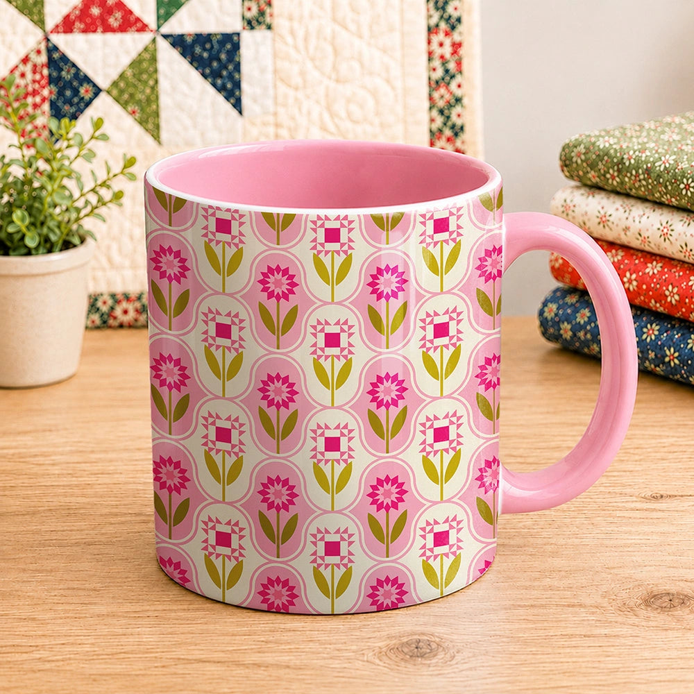 Quilt Block Flower Pattern 11oz Mug