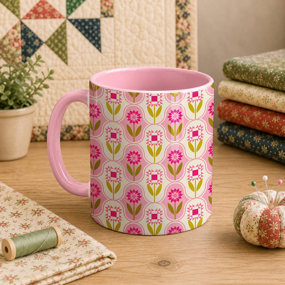 Quilt Block Flower Pattern 11oz Mug
