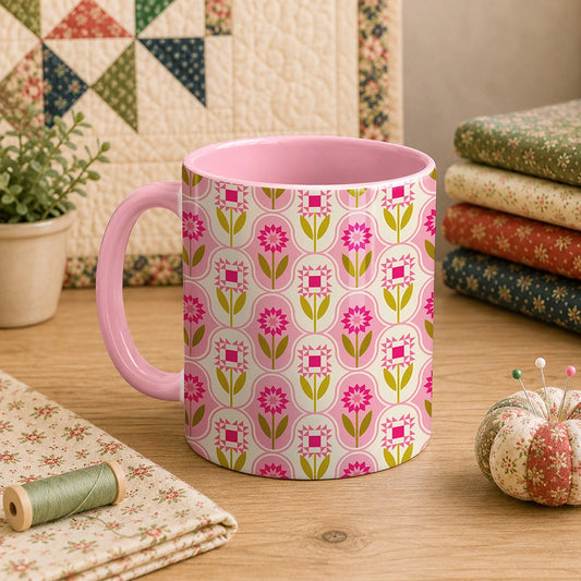 Quilt Block Flower Pattern 11oz Mug