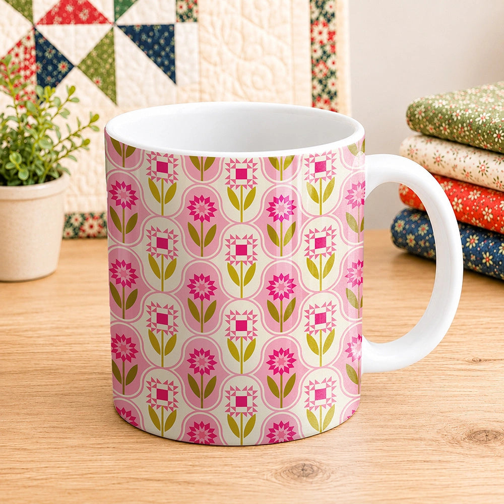 Quilt Block Flower Pattern 11oz Mug