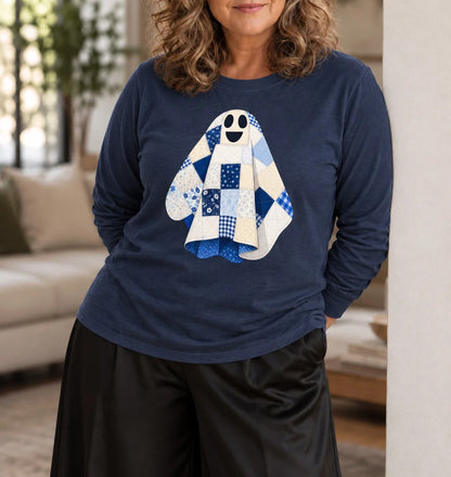T-shirt a maniche lunghe Il piccolo fantasma trapuntato