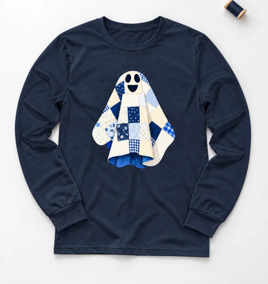 T-shirt a maniche lunghe Il piccolo fantasma trapuntato