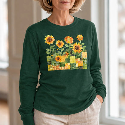 Maglietta Quilted Sunflower Field a maniche lunghe