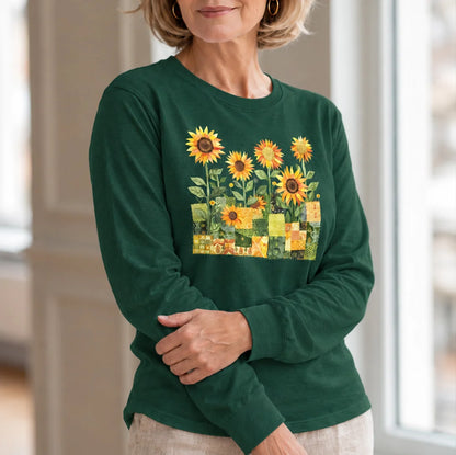 Maglietta Quilted Sunflower Field a maniche lunghe