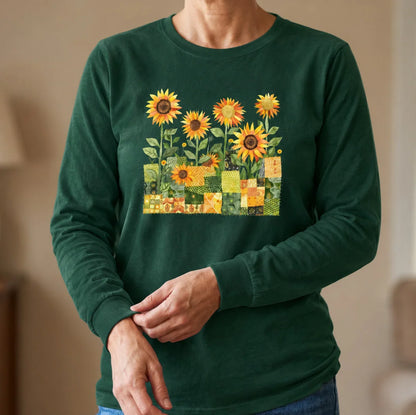 Maglietta Quilted Sunflower Field a maniche lunghe