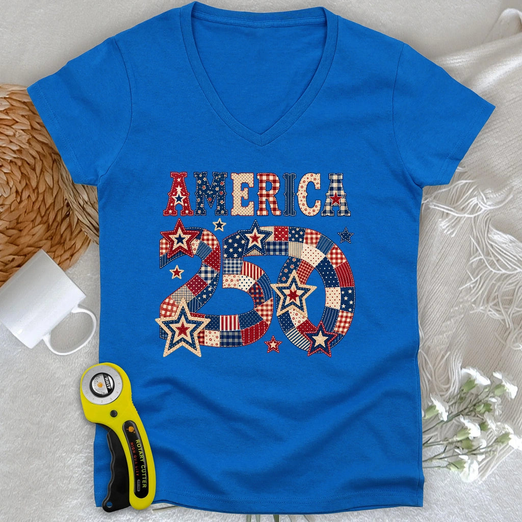 America 250 Lady V-neck