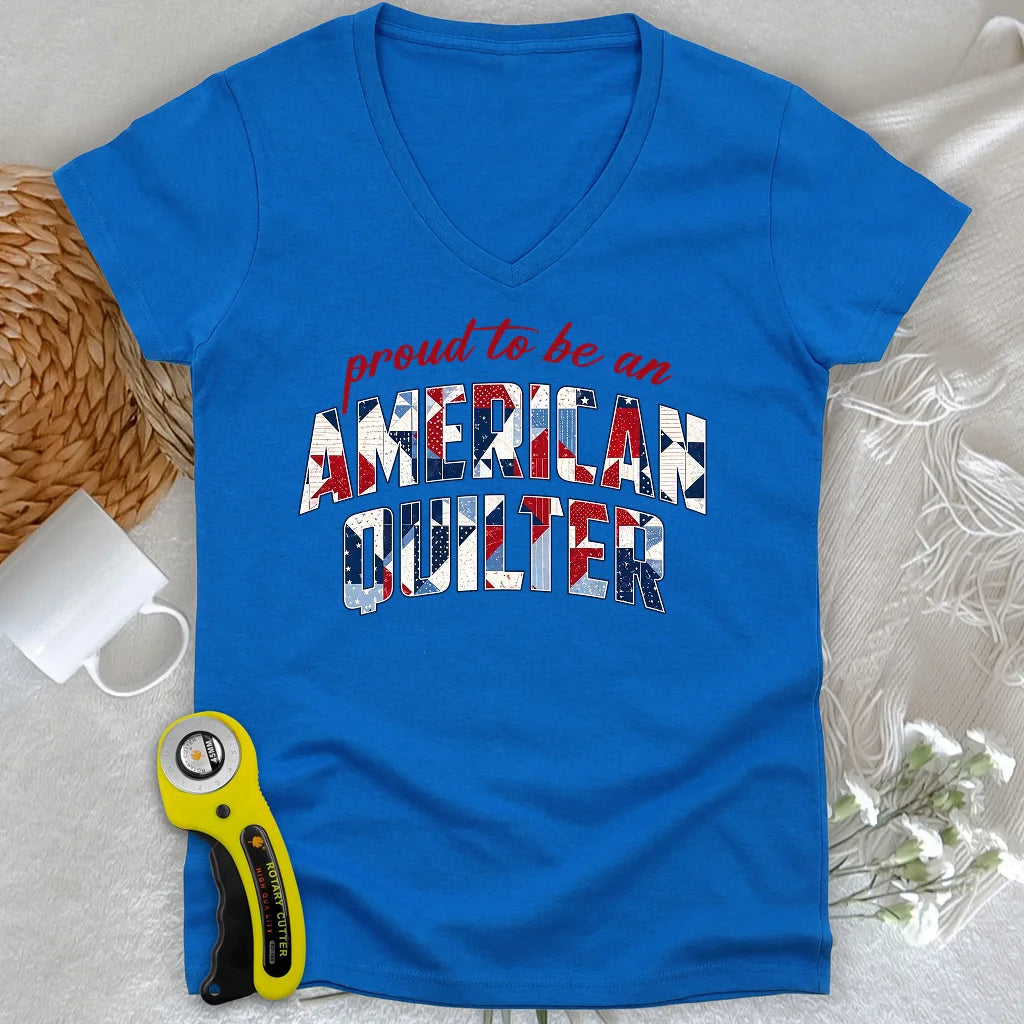 American Quilter Lady V-neck