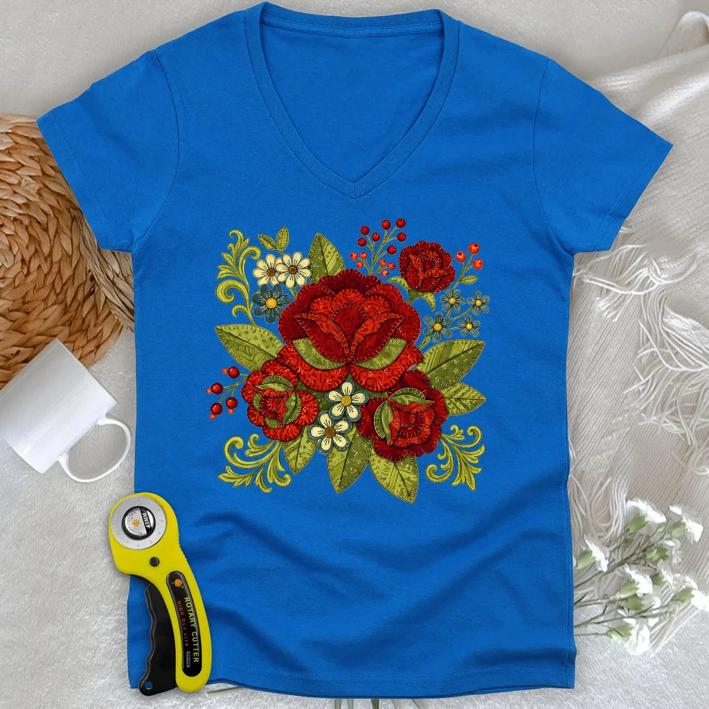 Appliqué Nerd Lady V-neck
