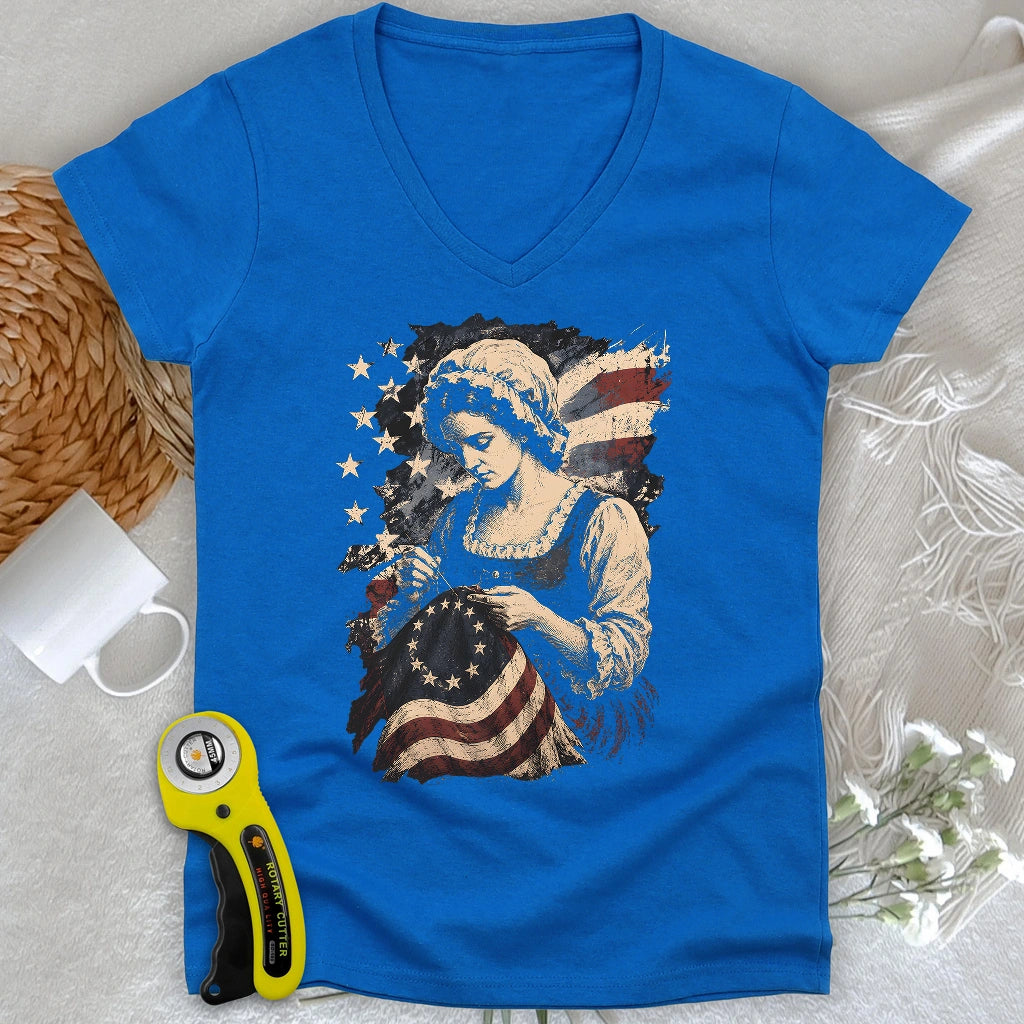 Betsy Ross Flag Lady V-neck
