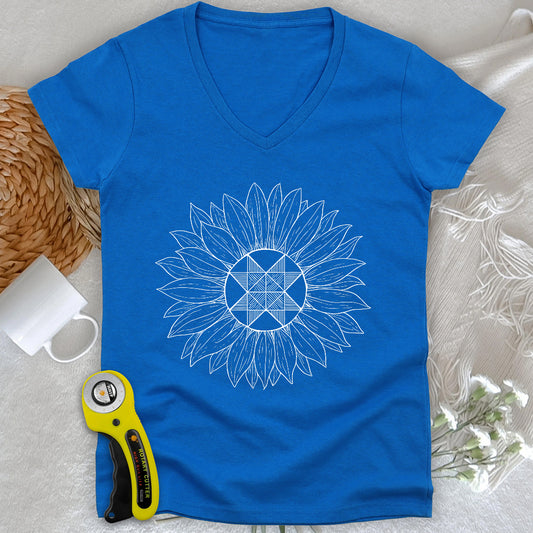 Block Sunflower Lady V-neck