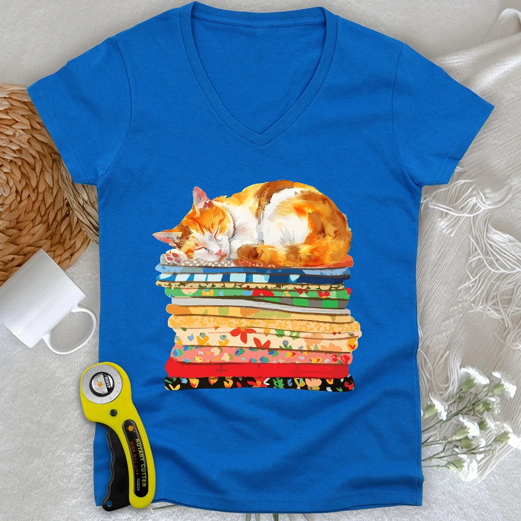 Cat And Fabric V-neck