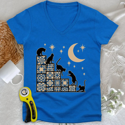 Maglietta donna con scollo a V Climbing to the Moon