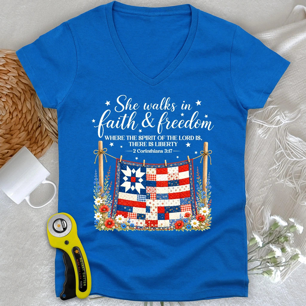 Faithfully Pieced Lady V-neck