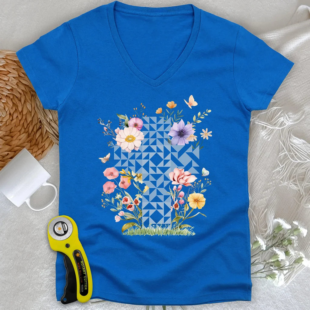 Chemisier floral col V femme matelassé « Floral Faith »