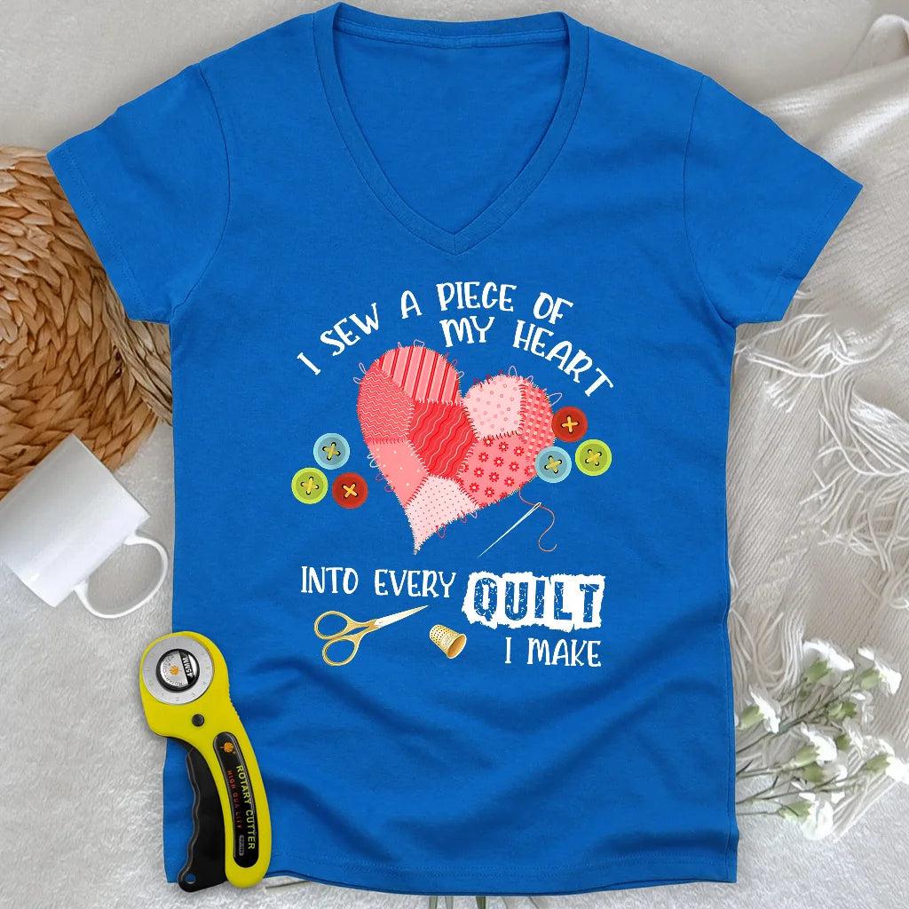Heartstitched Quilt Love Lady V-neck
