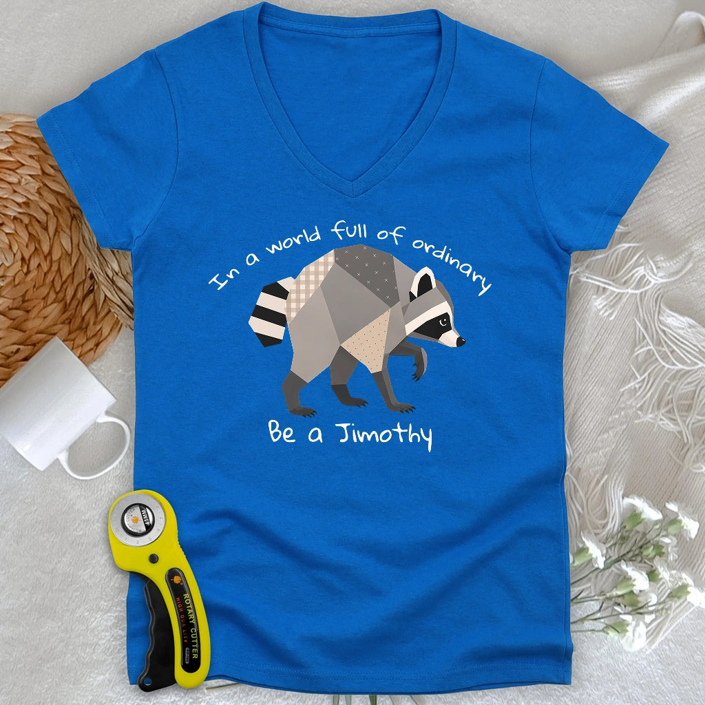 Jimothy the Quilted Raccoon Lady V-neck