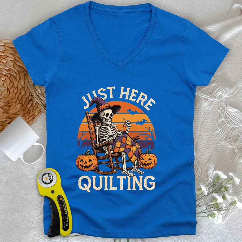 Just Here Quilting Lady V-neck