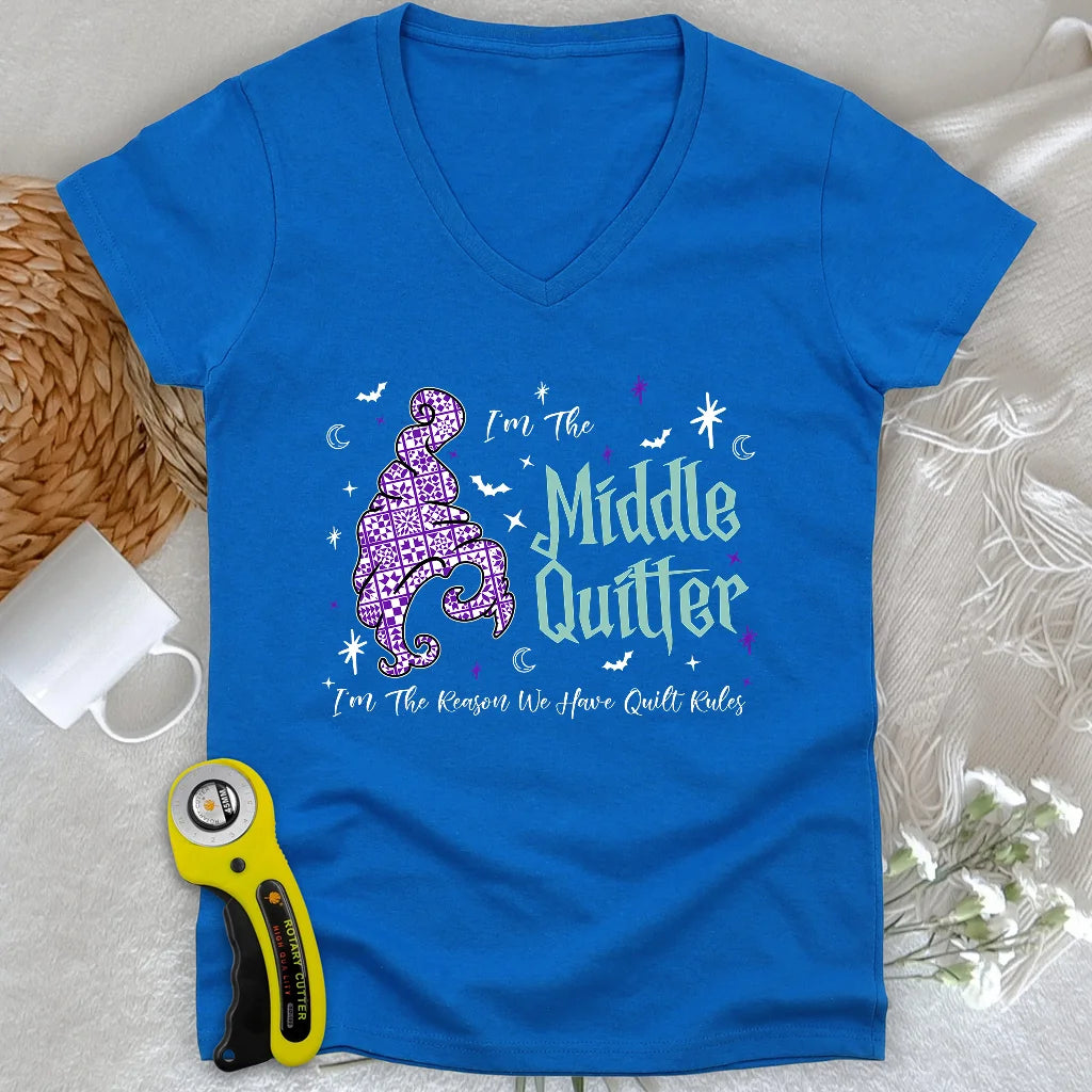 Middle Quilter Lady V-neck