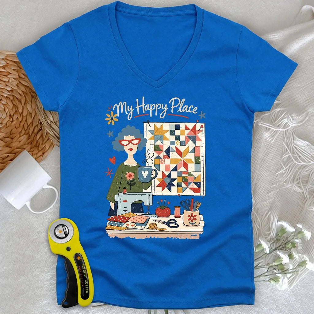 T-shirt col en V femme My Happy Place