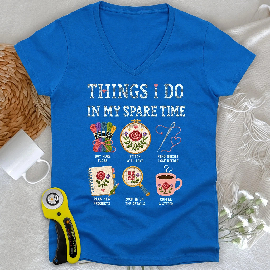 Needlework Hobbyist Lady V-neck