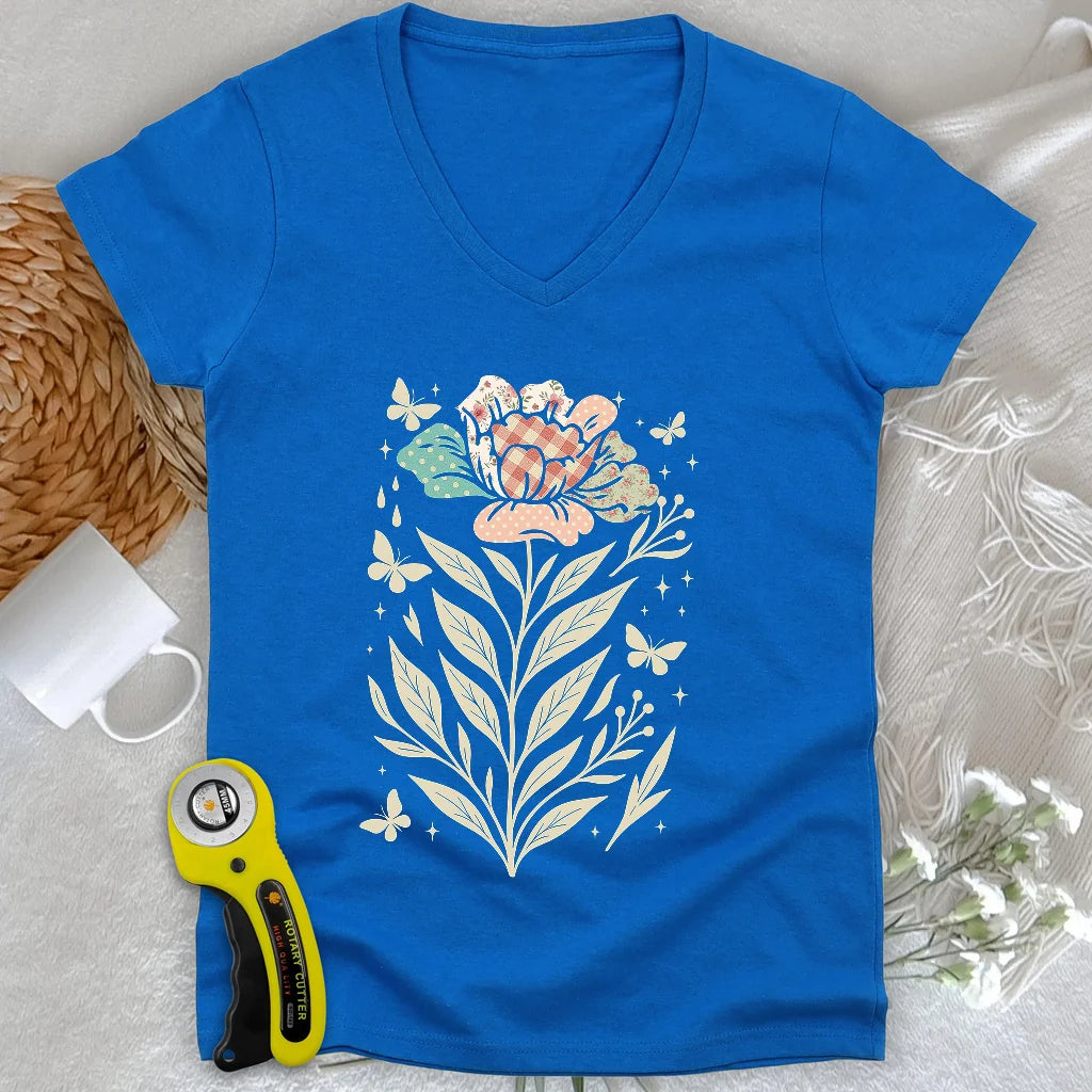 Patchwork Bloom Lady V-neck