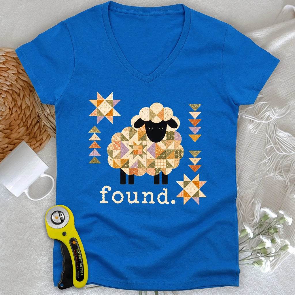 Psalm 23 Patchwork Sheep Lady V-neck