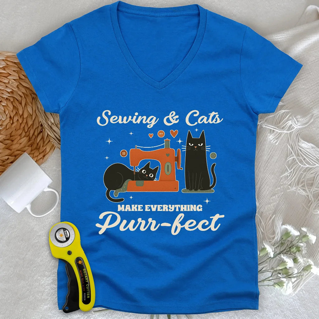 Purr-fect Sewing Lady V-neck