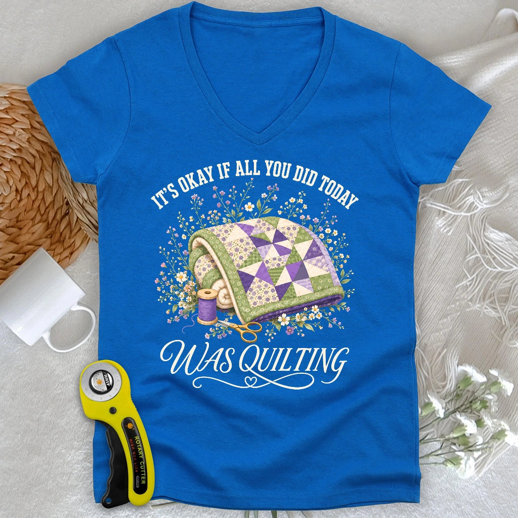 Quilt All Day Lady V-neck