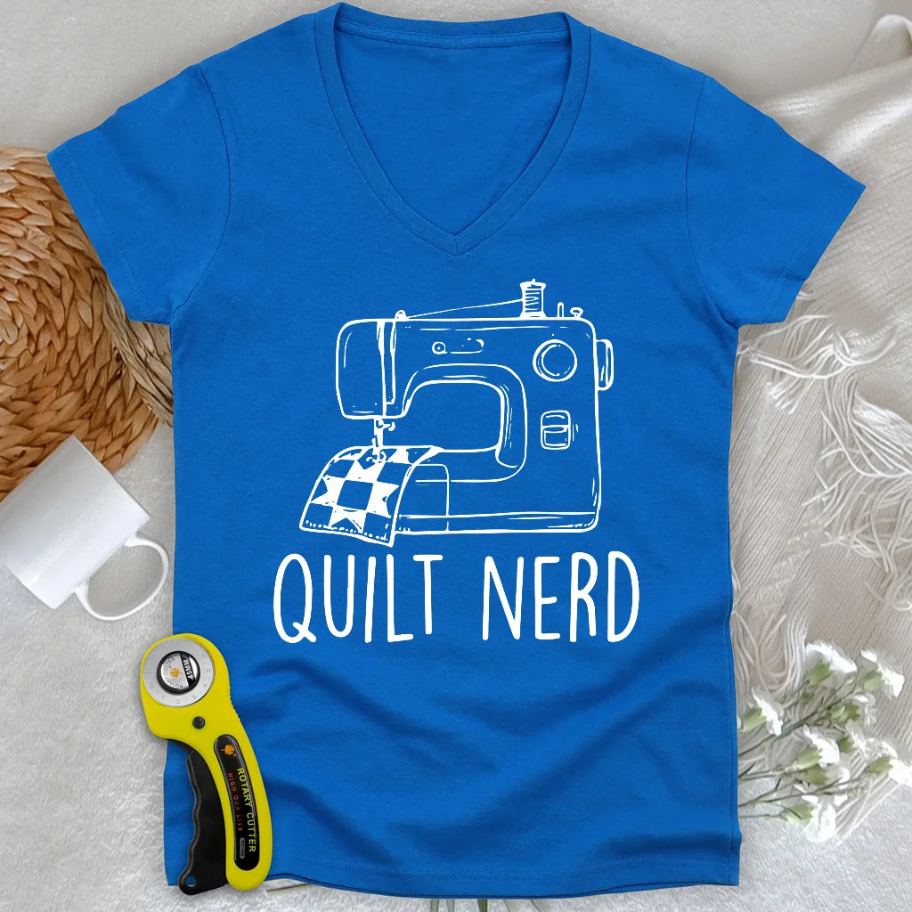 T-shirt col en V pour passionnée de patchwork