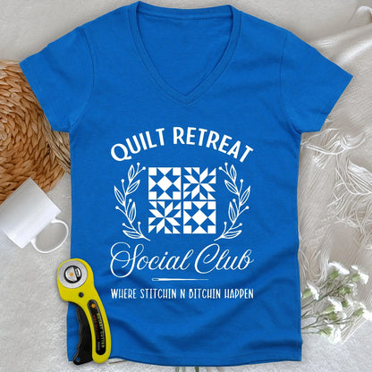 Quilt Retreat Lady V-neck