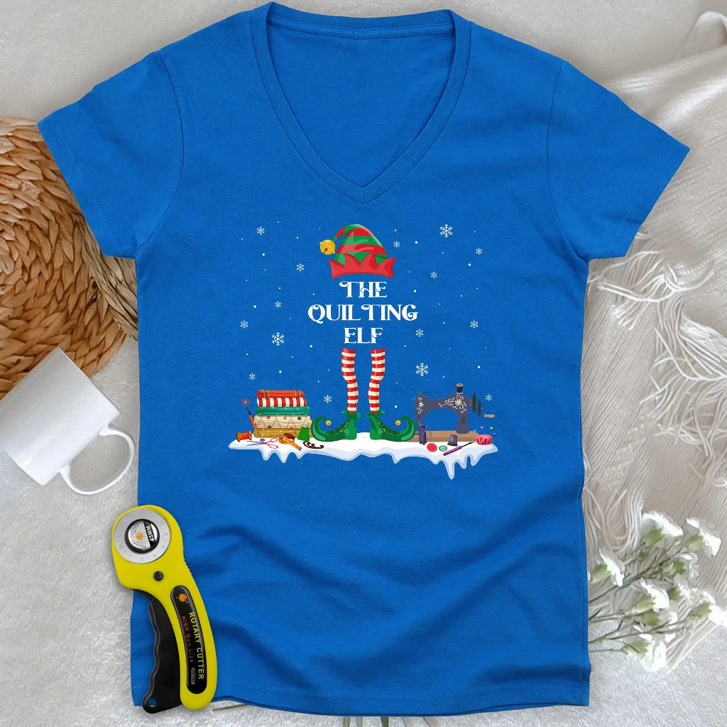 Quilting ELF Lady V-neck
